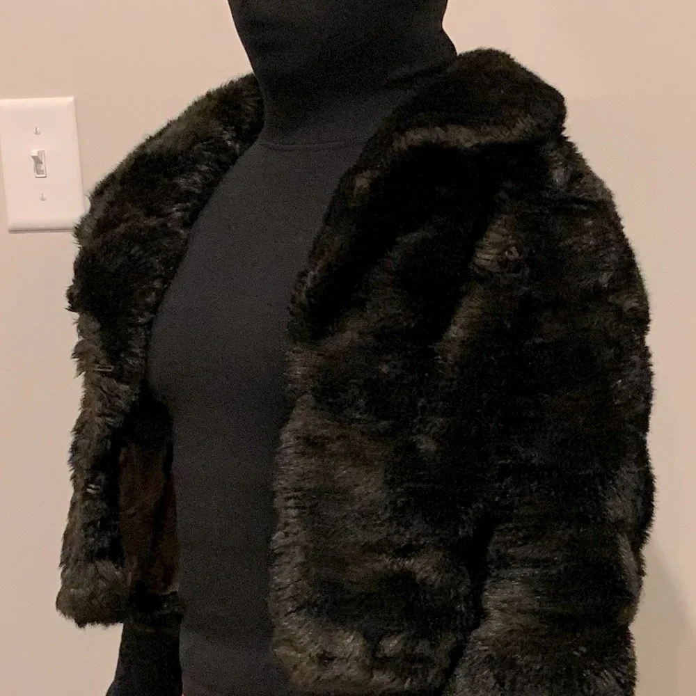 Vintage Monique Cropped Faux Fur Cape Coat Teddy Paris France XS/S - Picture 9 of 14